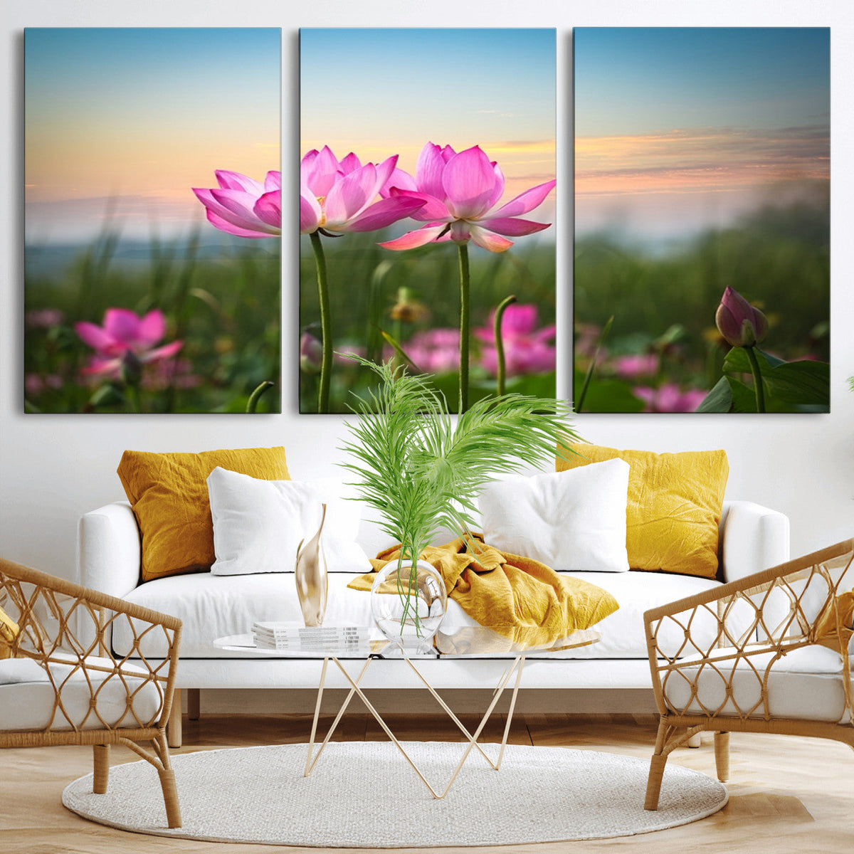 Pink Flower on the Mountain Canvas Print, Framed Pink Flower Canvas Wall Art