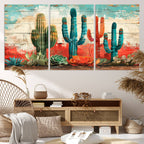Colorful Cacti Wall Art | Framed Vibrant Succulent Canvas