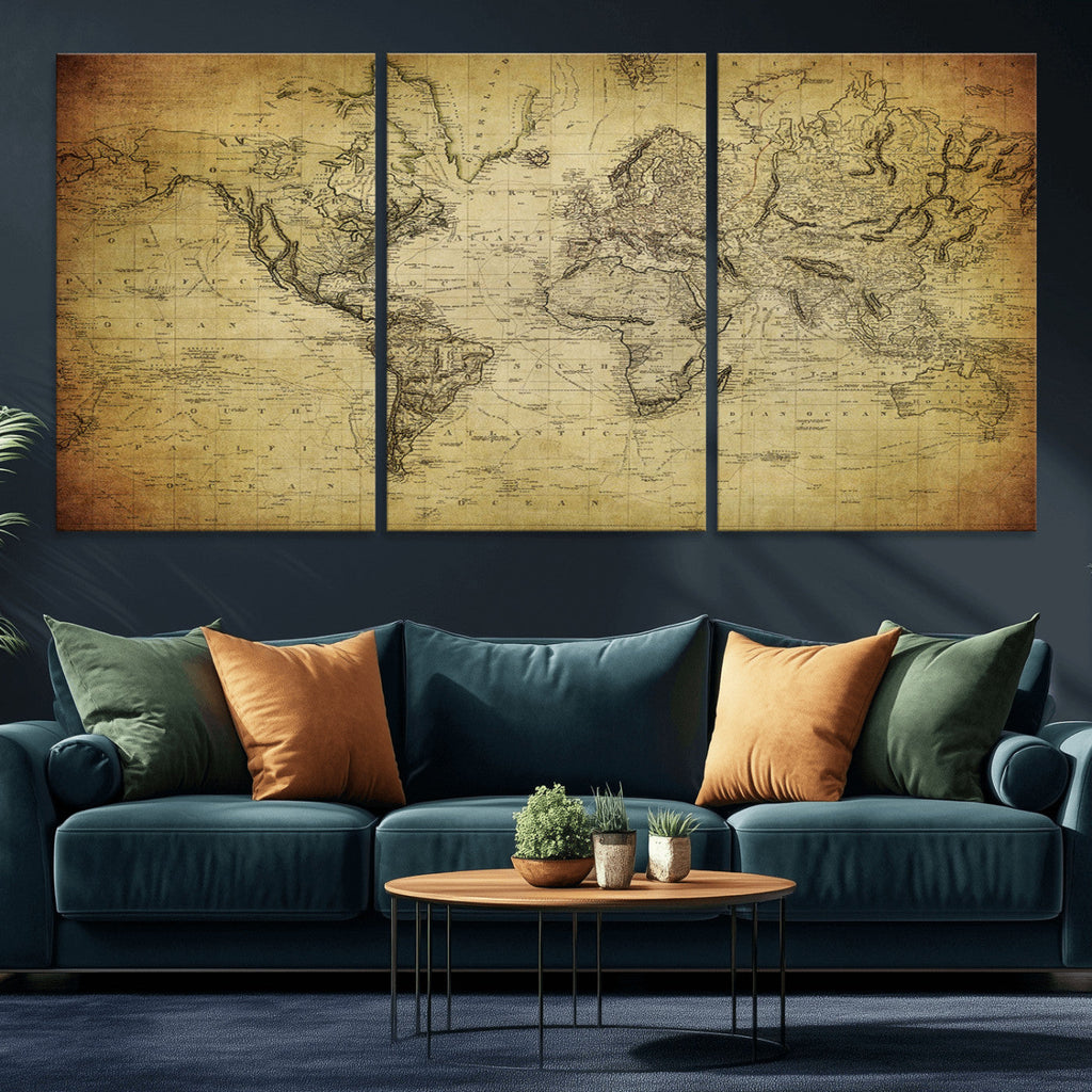 Push Pin World Map Canvas Print | Travel Tracker Wall Art