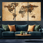 Push Pin World Map Canvas Print | Framed Travel Tracker Wall Art