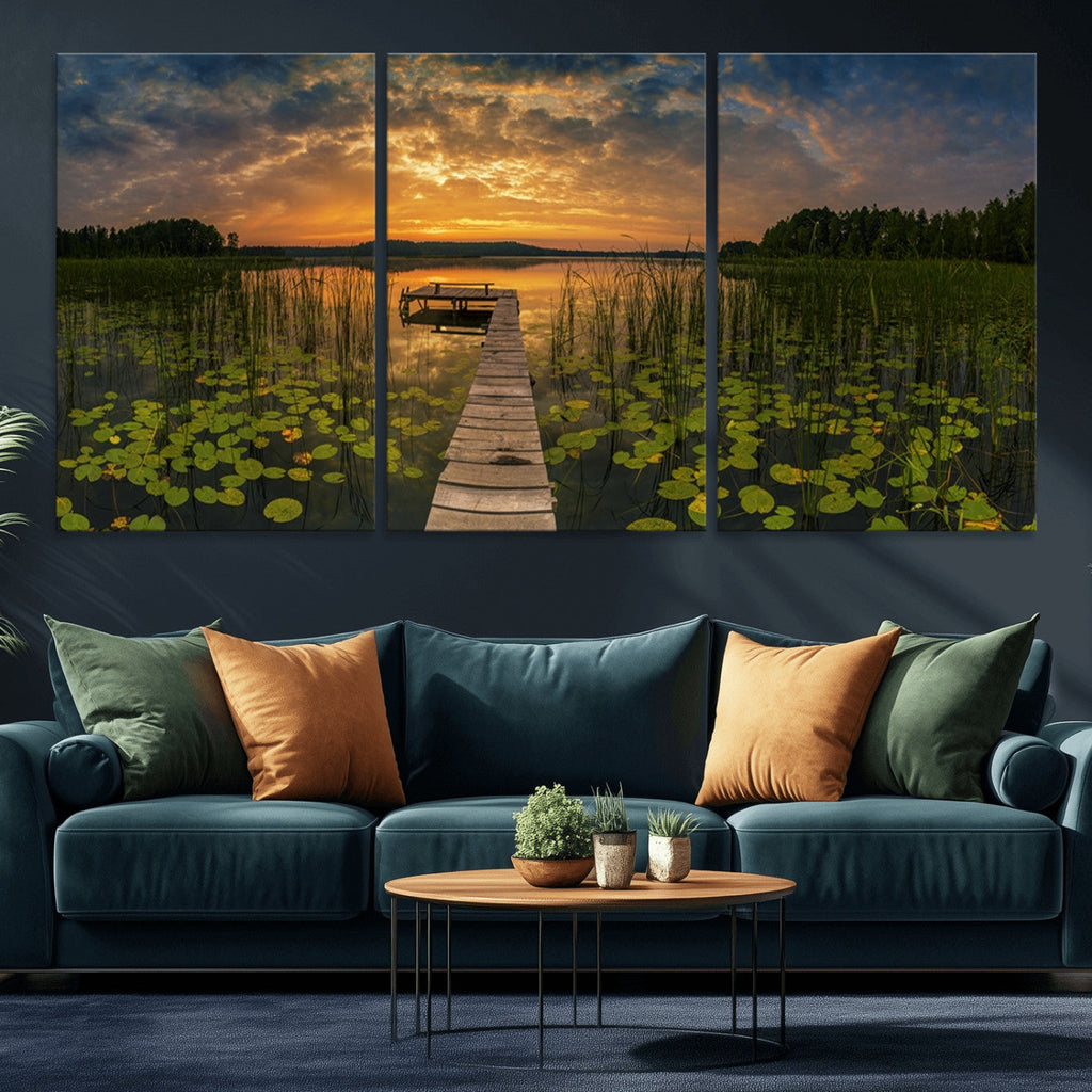 Lake and Flower Wall Art Canvas Print