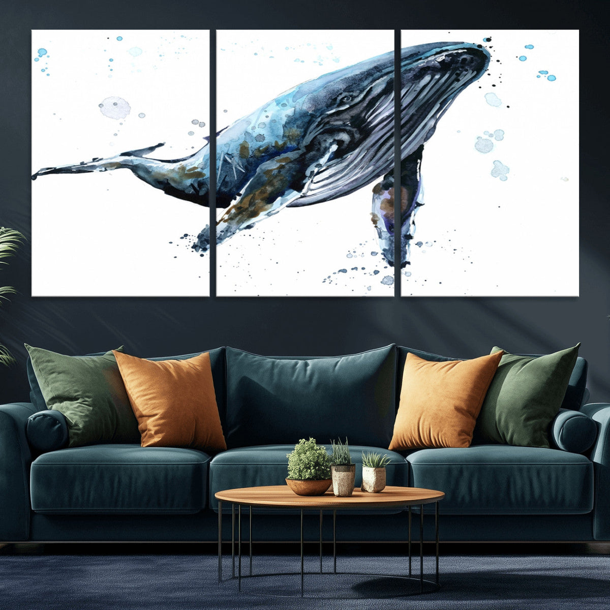 Watercolor Whale Wall Art Canvas Print