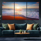 Tropical Ocean Sunset Wall Art Canvas Print, Golden Beach Horizon, Coastal Island Decor