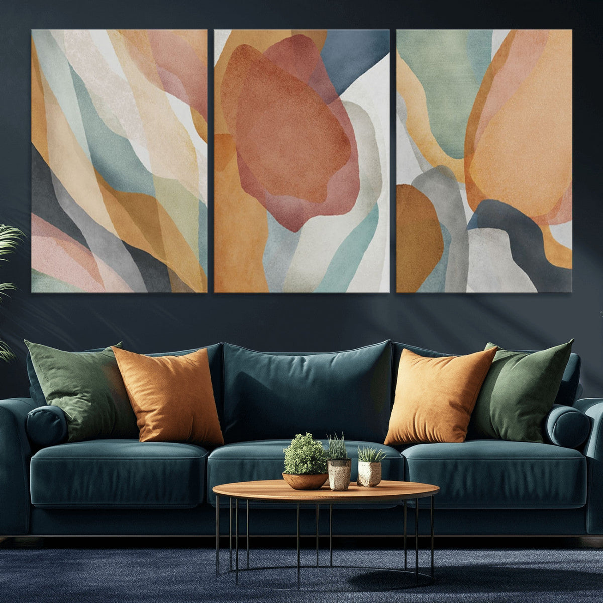 Boho Wall Art Canvas Print Set, Watercolor Boho Wall Art
