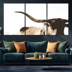 Texas Longhorn Wall Art Canvas Print, 3-Panel