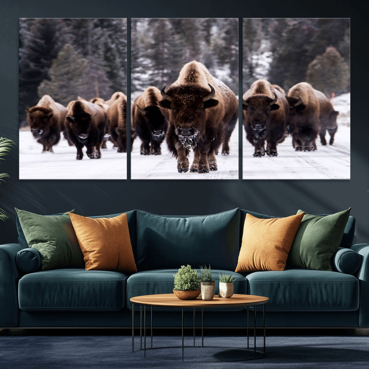Bison Wall Art Canvas Print, Bison Herd Canvas Wall Art