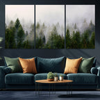 Forest Wall Art Canvas Print | Foggy Forest Wall Art | Pine Wood Forest Print