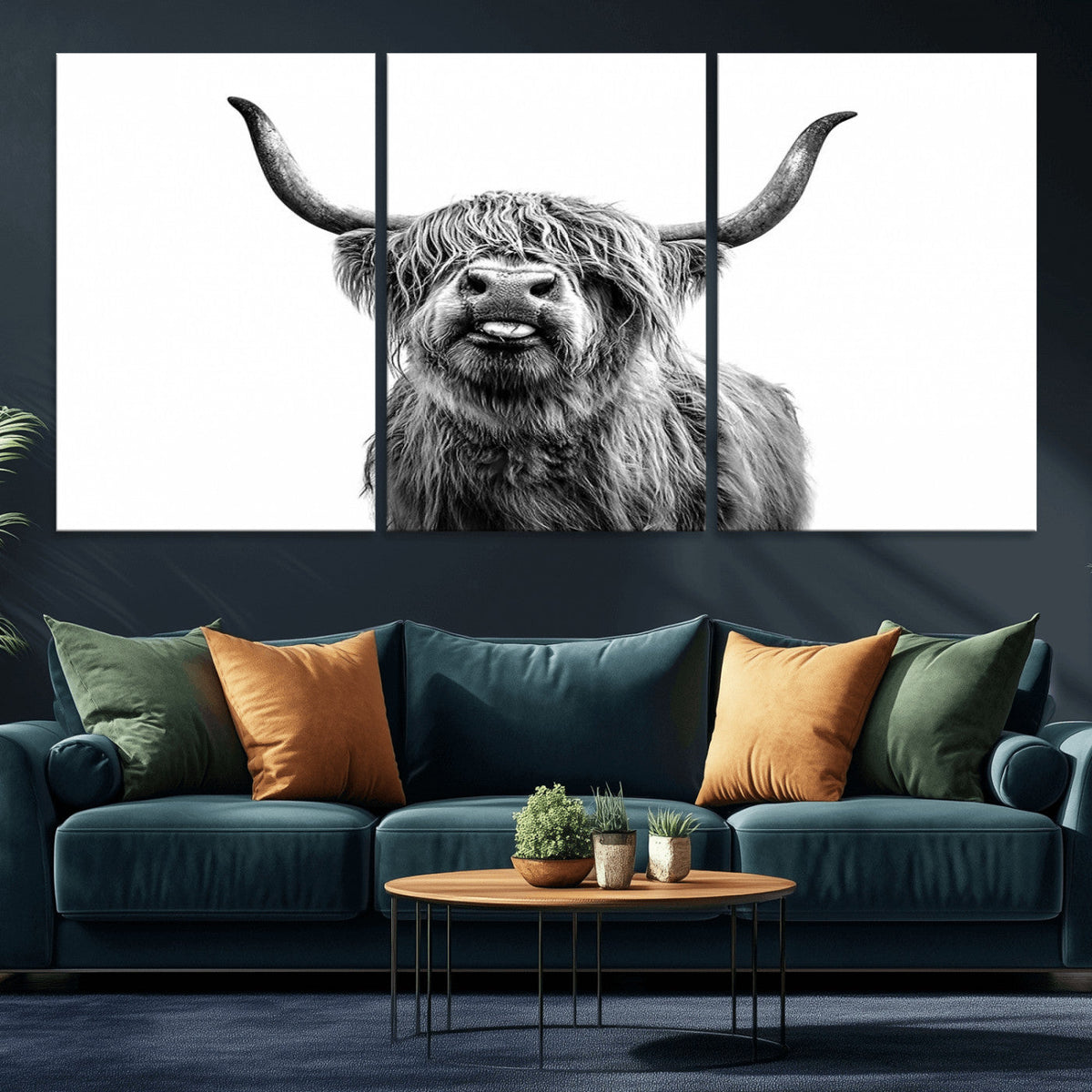 Fanny Scottish Highland Cow Cattle Art Print Farmhouse Wall Art Canvas Print