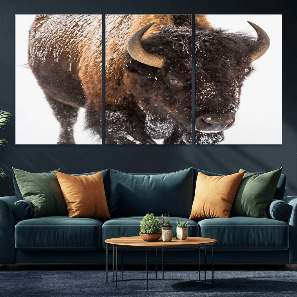 Bison Wall Art Canvas Print For Farmhouse, Wild Animal Wall Art