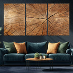 Tree Ring Canvas Art, Rustic Wood Grain Wall Art, Tree Slice Decor for Modern Homes