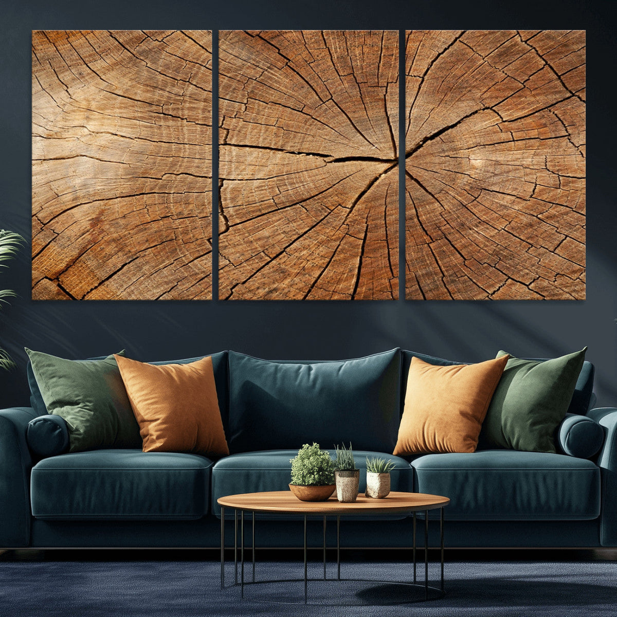Tree Ring Canvas Art, Rustic Wood Grain Wall Art, Tree Slice Decor for Modern Homes