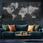 World Map Canvas Print, Detailed Map of the World Wall Art for Home or Office