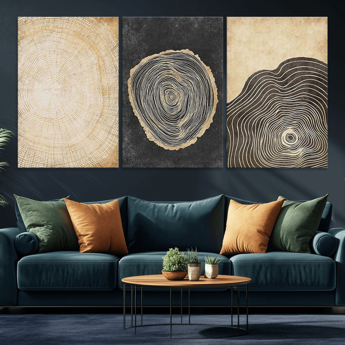 Tree Rings Canvas Wall Art Print, Minimalist Natural History in Modern Decor