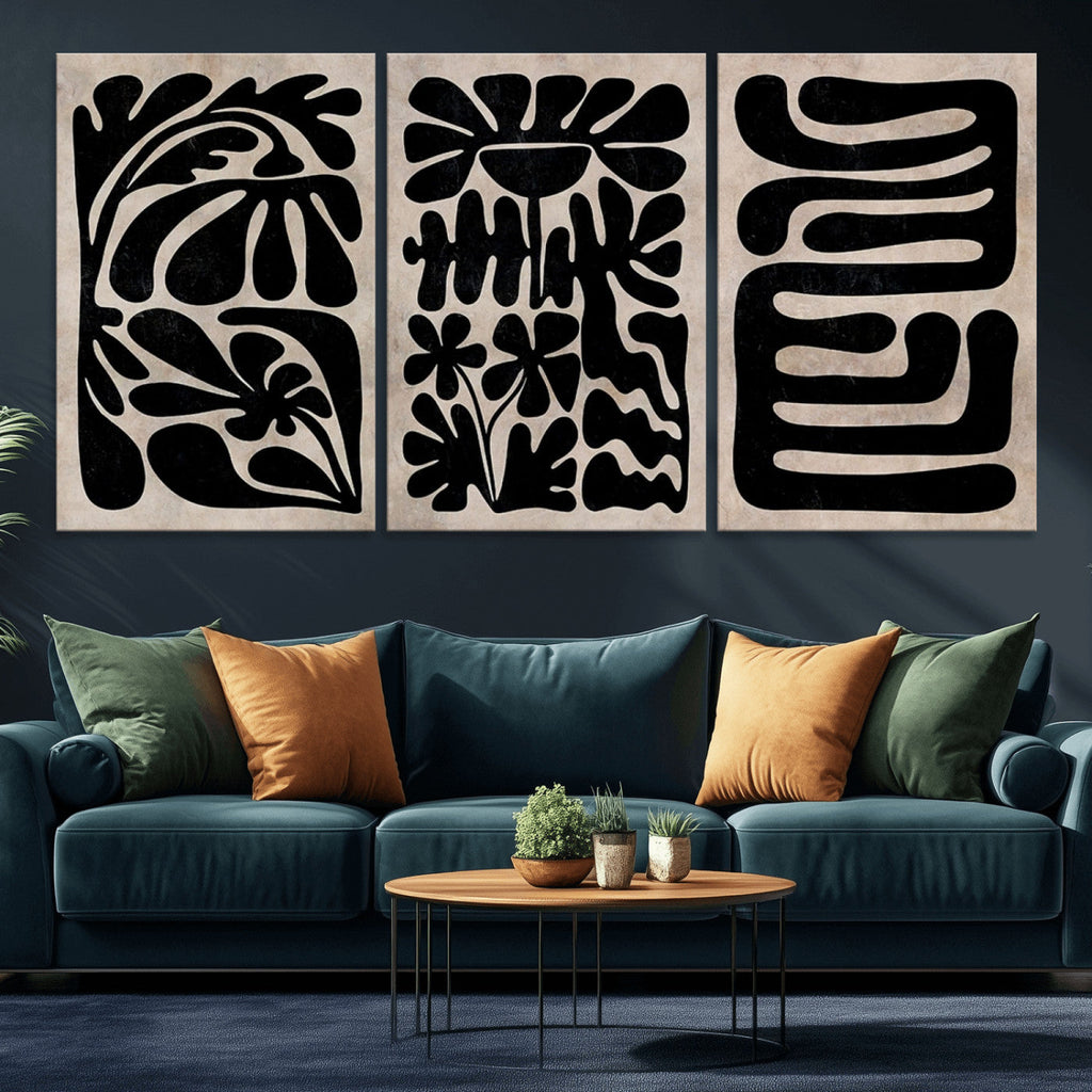 Canvas Print Wall Art Abstract Art Boho, Framed Boho Art