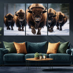 Buffalo Wall Art Canvas Print, American Bison Herd Wall Art