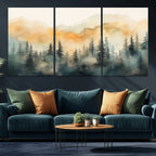 Abstract Forest Print | Mountain Wall Art | Autumn Landscape Canvas Print