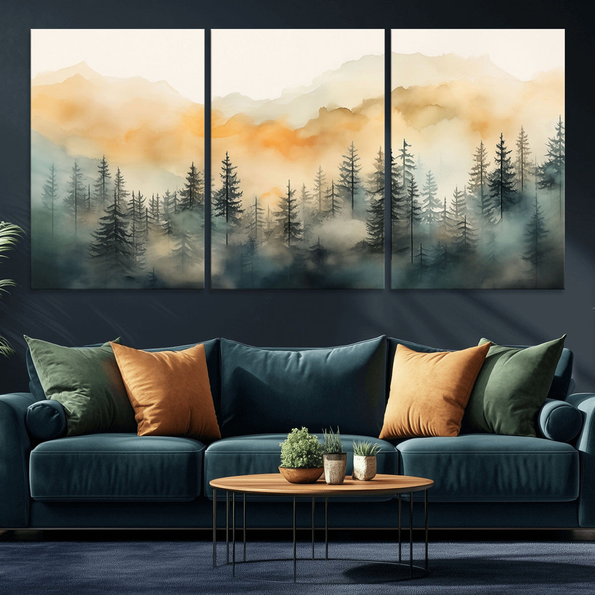 Abstract Forest Print | Mountain Wall Art | Autumn Landscape Canvas Print