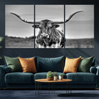 Texas Longhorn Cow Wall Art, Texas Longhorn Canvas, Cattle