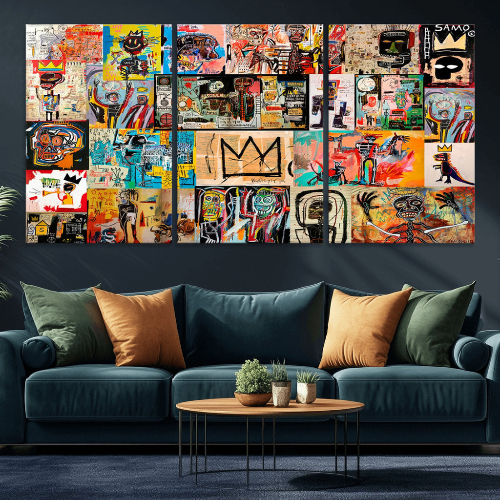 Abstract Art Collage Wall Art Canvas Print, Urban Graffiti Style