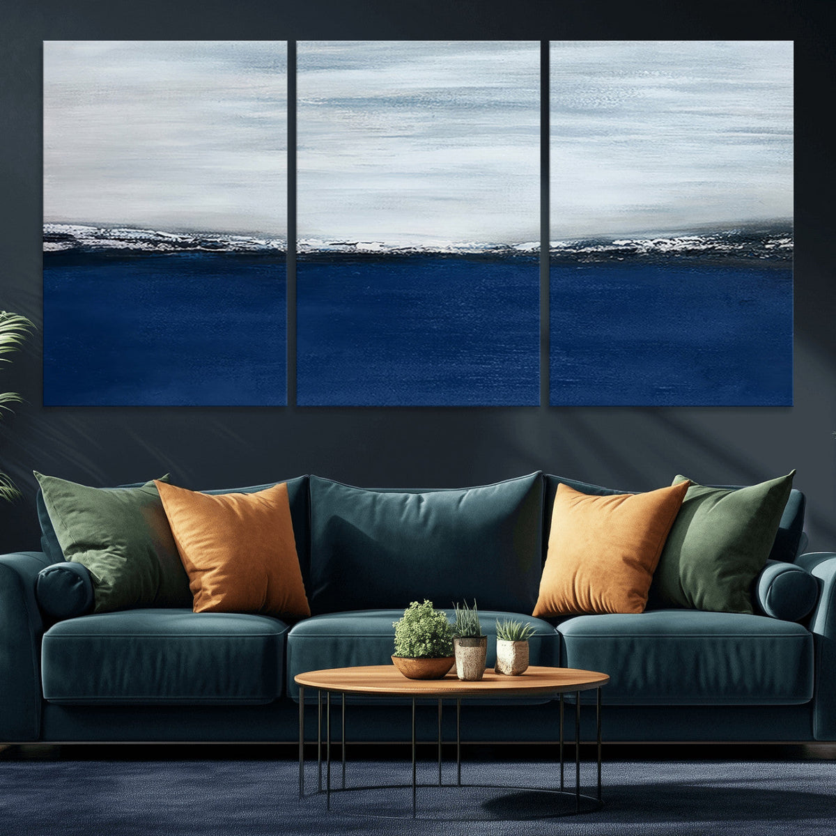 Navy Blue Abstract Wall Art Canvas Print
