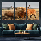 Highland Cow Canvas Wall Art Animal Print for Farm House Decor