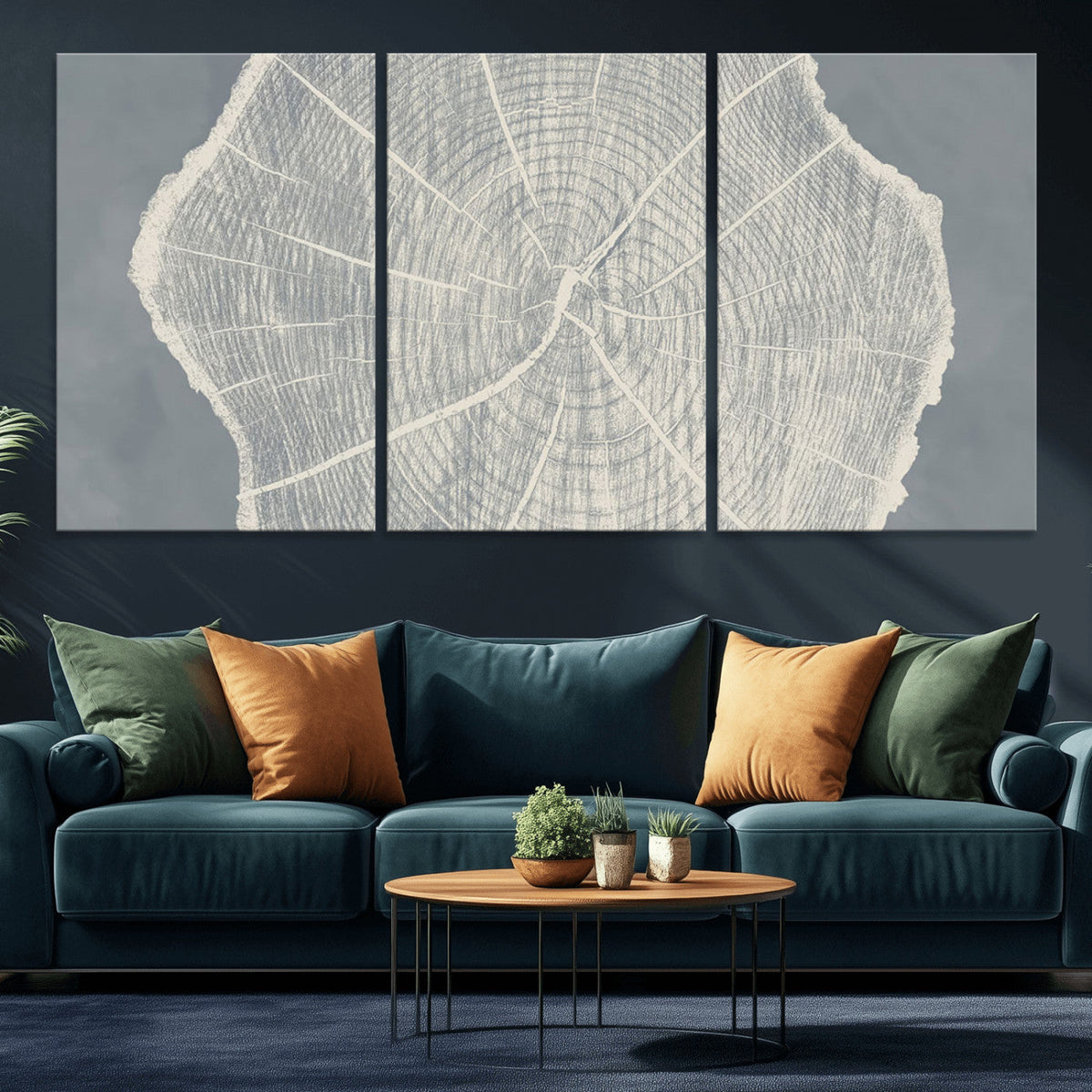 Abstract Tree Ring Wall Art Canvas Print, Framed and Ready to Hang