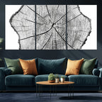 Rustic Tree Ring Wall Art Canvas Print, Framed and Ready to Hang