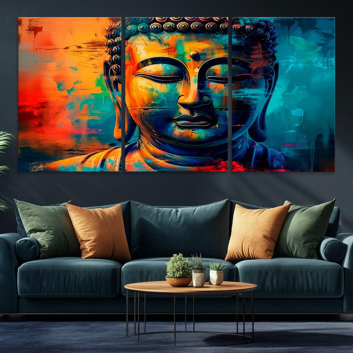 Colorful Buddha Wall Art | Framed Abstract Portrait Canvas