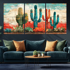 Colorful Cacti Wall Art | Framed Vibrant Succulent Canvas