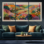 Framed Yayoi Kusama 1986 Wall Art Print | Japanese Wabi Sabi Vibrant Abstract Landscape Canvas