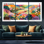Framed Yayoi Kusama 1986 Wall Art Print | Japanese Wabi Sabi Vibrant Abstract Landscape Canvas