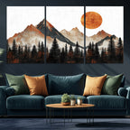 Modern Abstract Mountain Canvas Wall Art Print