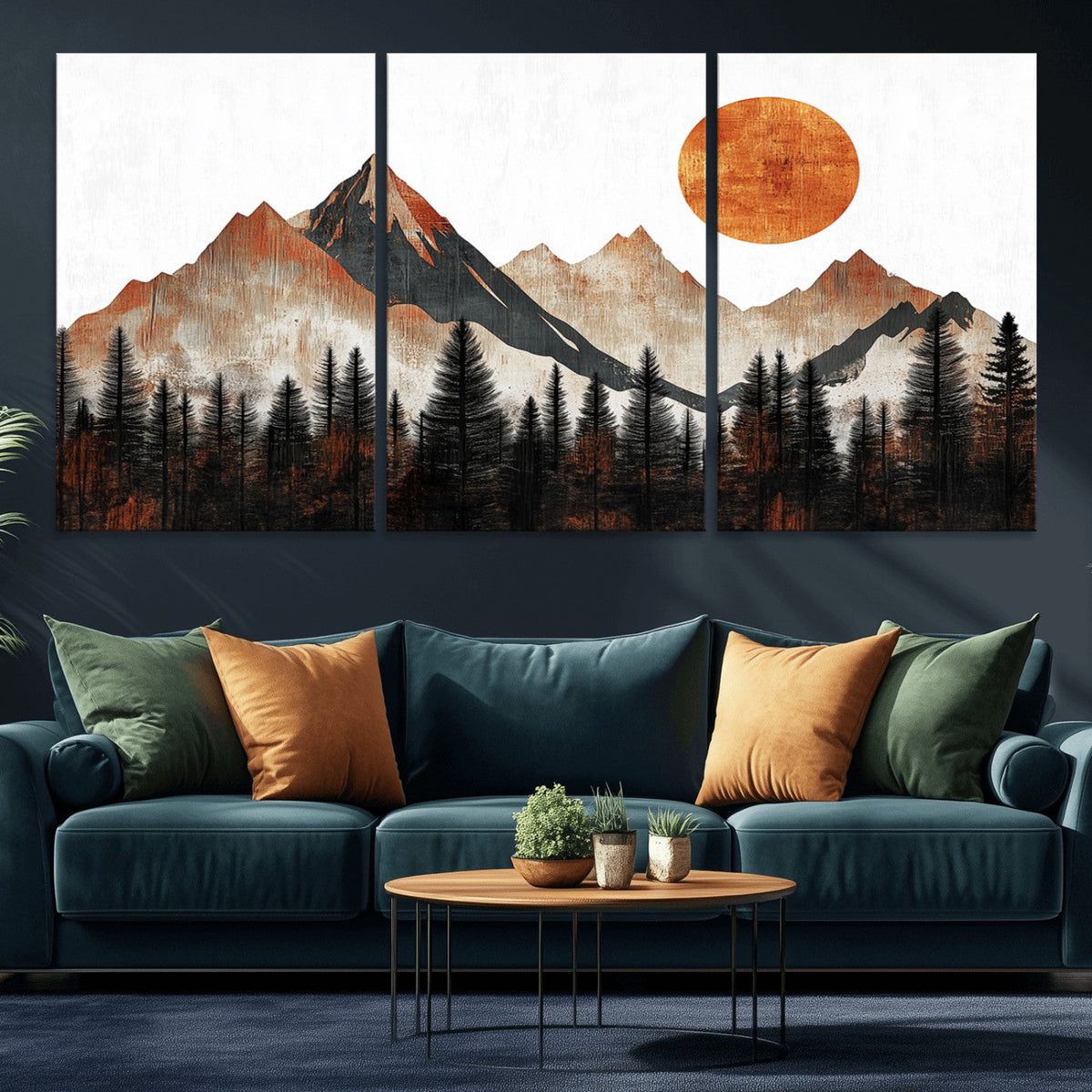 Modern Abstract Mountain Canvas Wall Art Print