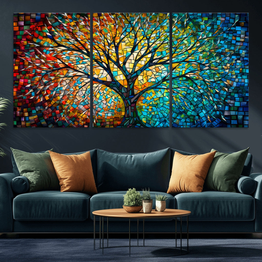 Yggdrasil Tree of Life Wall Art Print | Mosaic Style Canvas Wall Art
