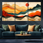 Abstract Mountain Wall Art | Framed Colorful Landscape Canvas