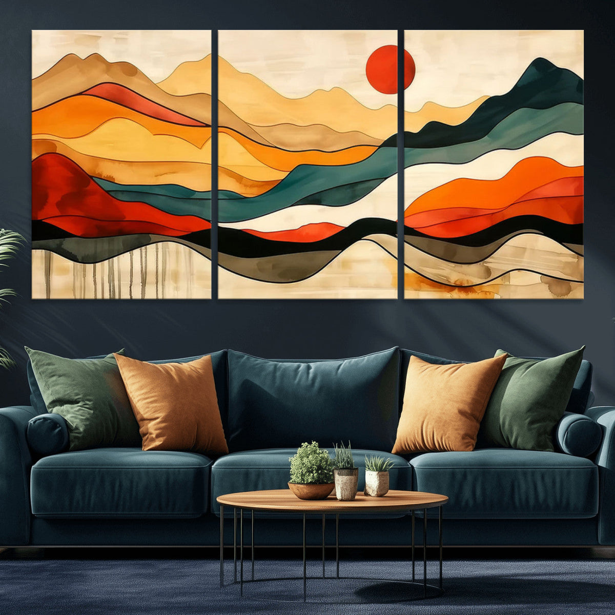 Abstract Mountain Wall Art | Framed Colorful Landscape Canvas