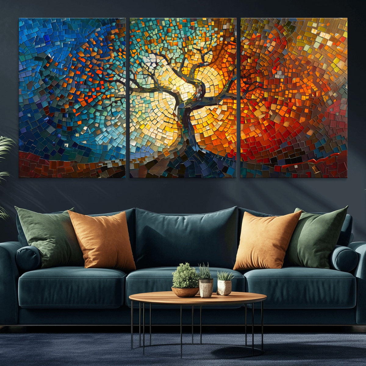 Yggdrasil Tree of Life Mosaic Stained Glass Wall Art Canvas Print