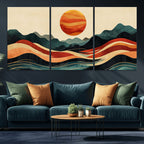 Mountain Triptych Wall Art Canvas Print | Western Boho Pine Tree Nature Print