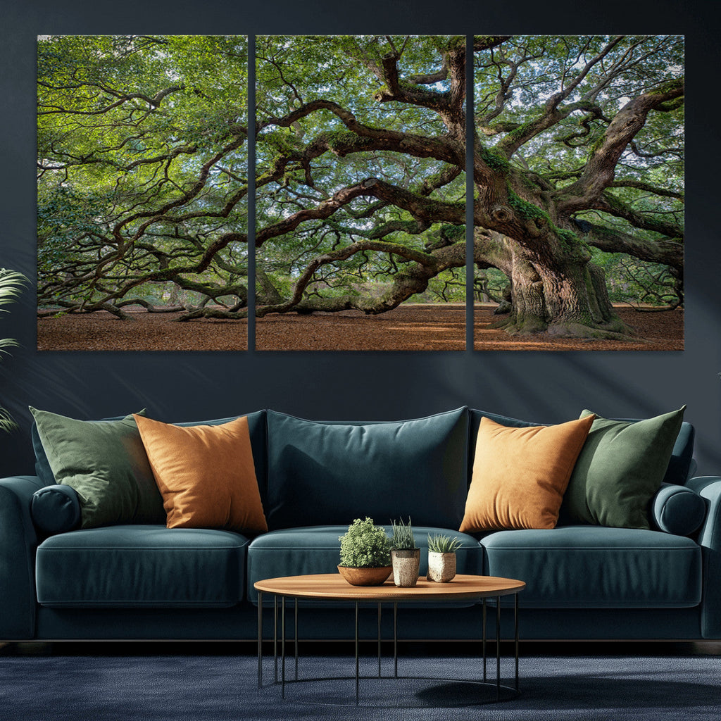 Historic Tree Wall Art | Framed Mossy Branch Canvas Artwork