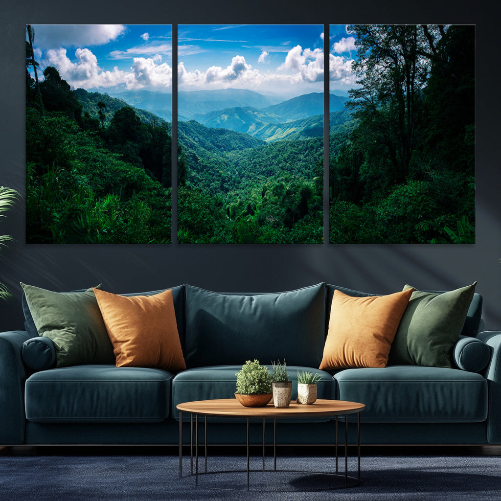 Tropical Jungle Wall Art Canvas Print | Framed Lush Valley