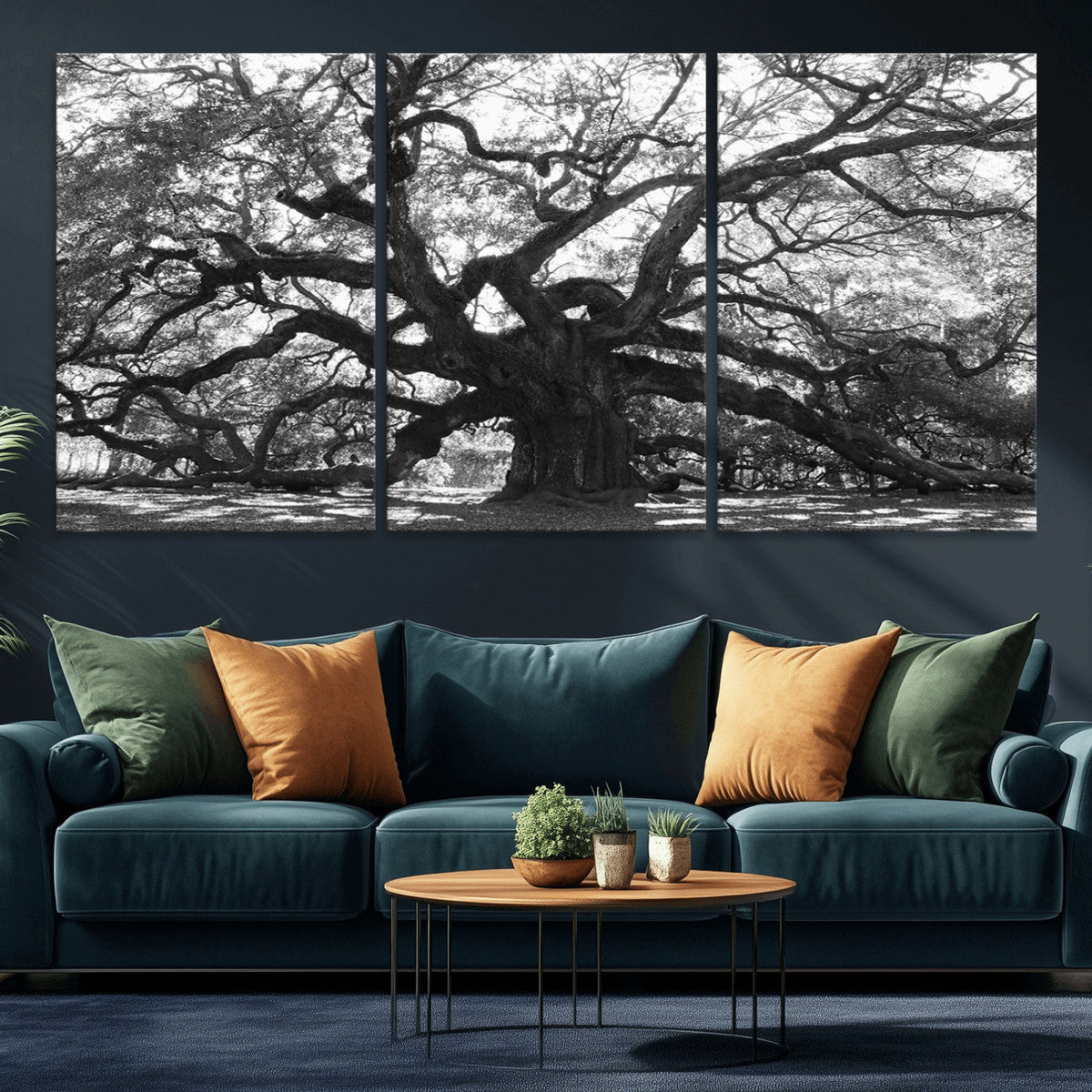 Ancient Oak Wall Art Canvas Print | Gnarled Tree with Twisted Branches