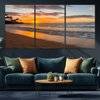 Tropical Beach Wall Art | Framed Sunset Ocean Canvas