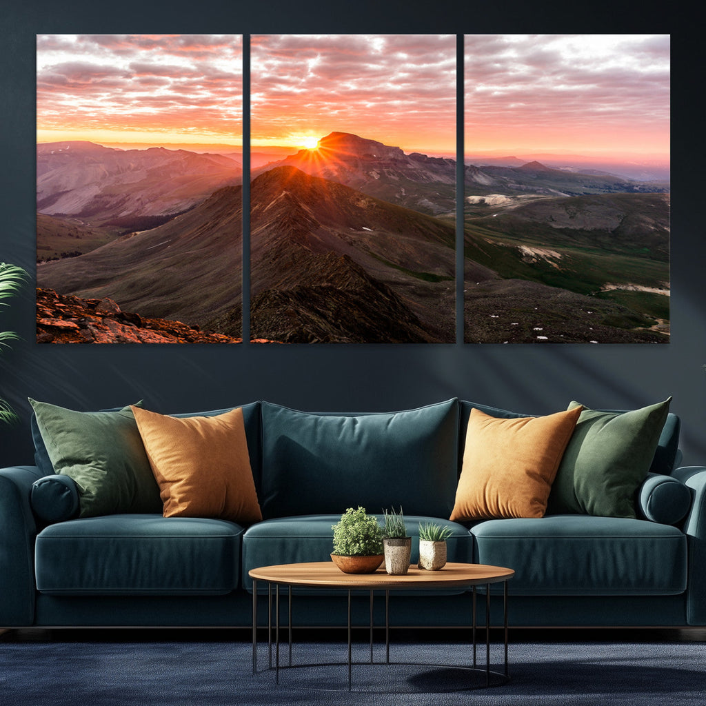 Mountain Sunrise Wall Art Canvas Print | Alpine Ridge Morning Light