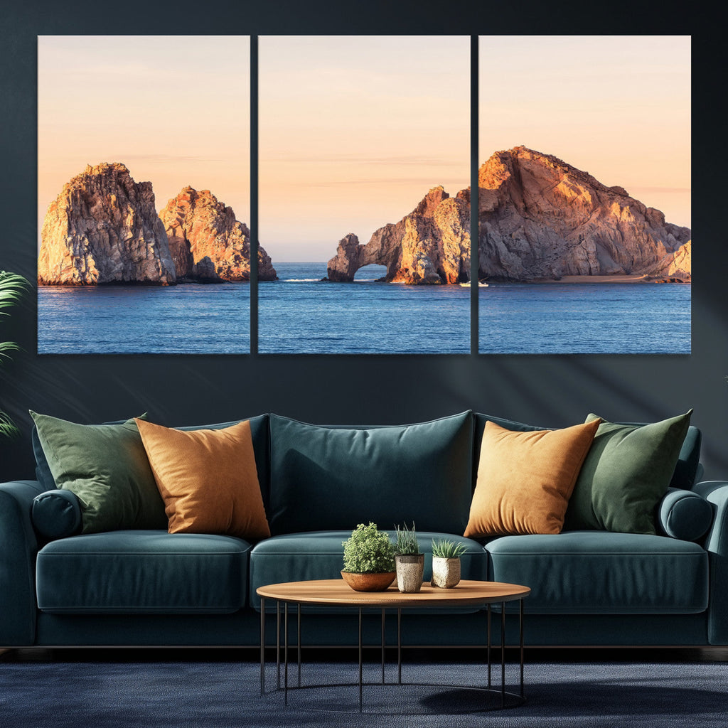 El Arco Wall Art Canvas Print, Framed Cabo San Lucas Ocean Arch Coastal Art