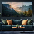 Yosemite Valley Wall Art Canvas Print, Framed Mountain Landscape National Park Art