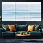 Ocean Wave Surfer Wall Art | Framed Minimal Seascape Canvas