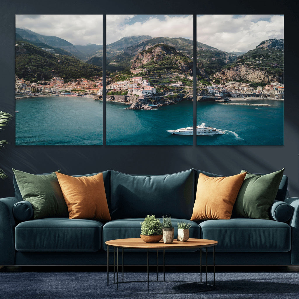 Amalfi Coast Wall Art | Framed Italian Seaside Canvas