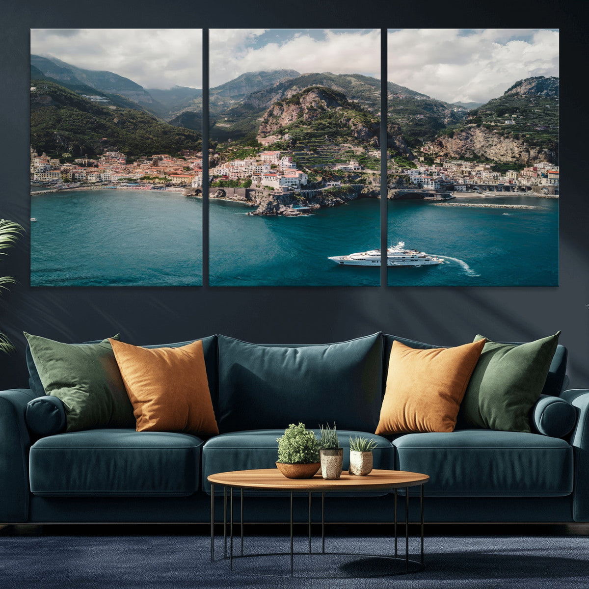Amalfi Coast Wall Art | Framed Italian Seaside Canvas