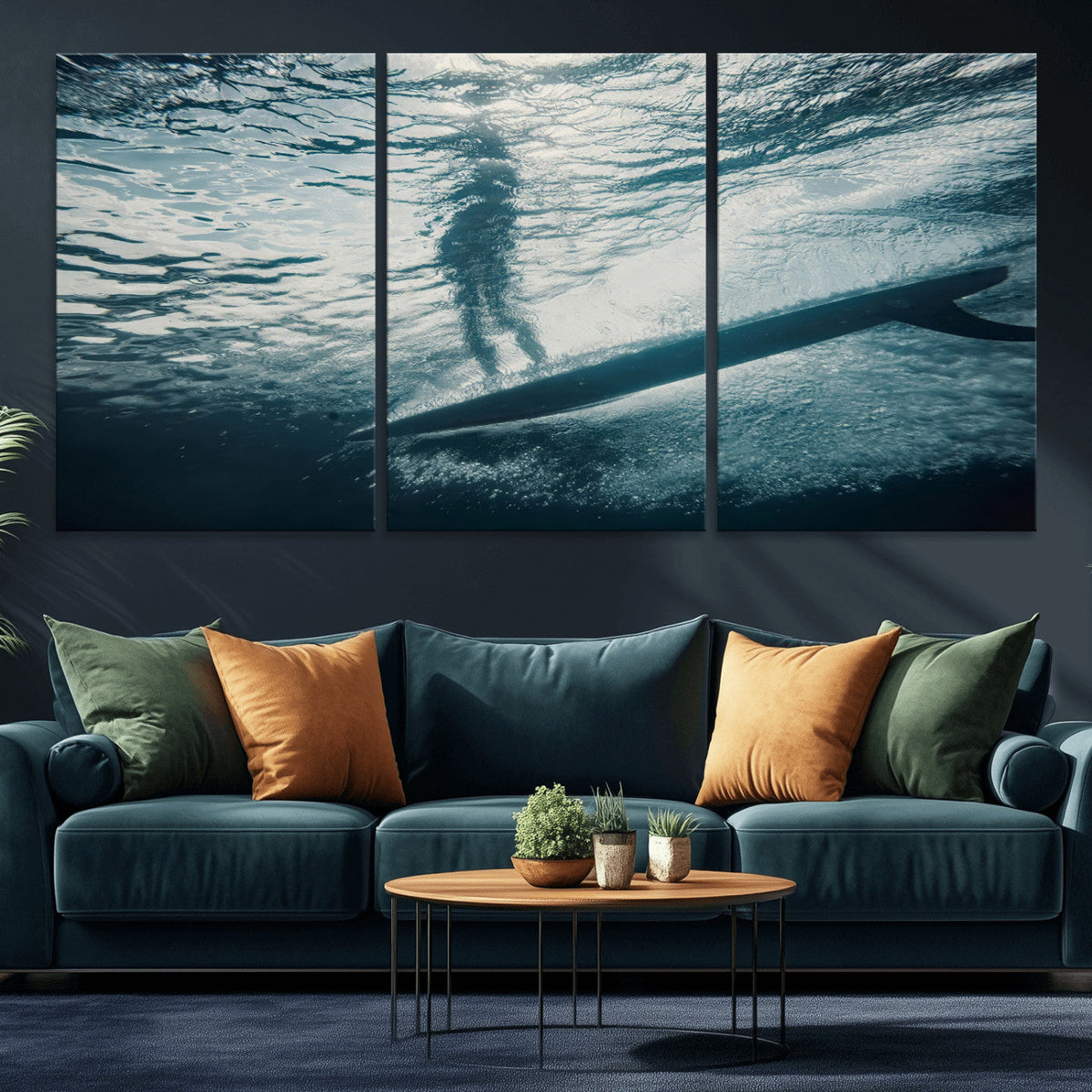 Underwater Surf Wall Art | Framed Ocean Wave Canvas Artwork