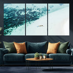 Minimal Beach Wall Art | Framed Ocean Swimming Canvas